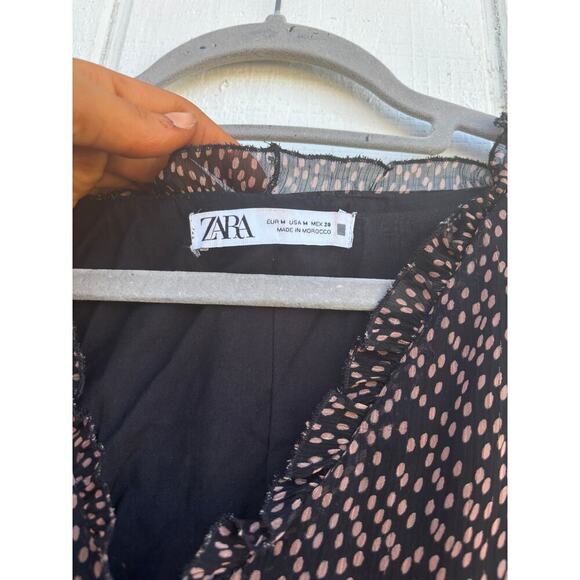Zara Long Sleeve Shift Dress, Polka Dot Pattern, Size M - Picture 3 of 4